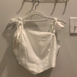 White Tie Strap Crop Top